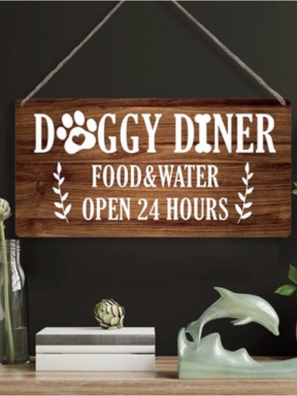 {NEW} Doggy Diner Wood Wall Sign - Brown and Cream